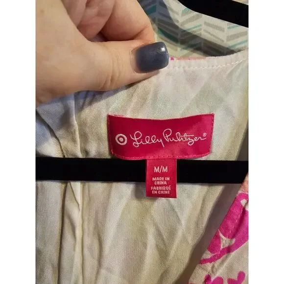 LILLY PULITZER Target Multicolor Tank Blouse NOSEY POSIE MED 100% RAYON - Picture 3 of 7